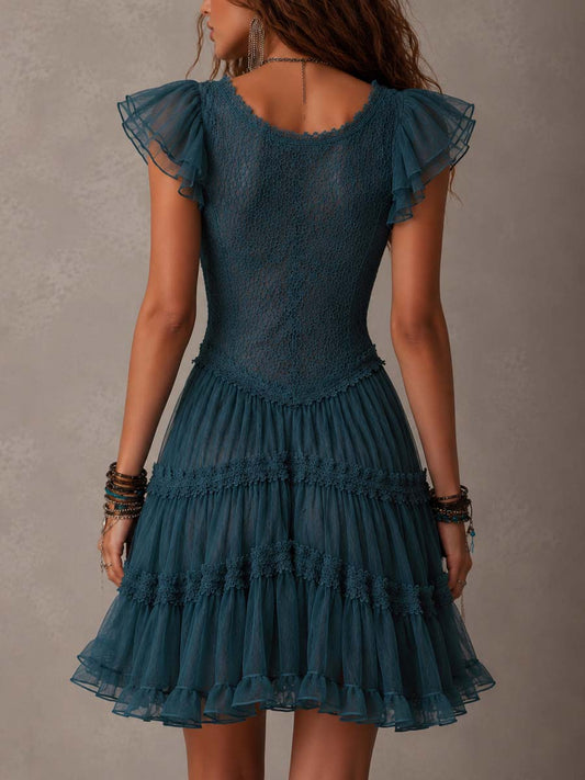 Apollonia | Mini abito blu petrolio con scollo a V