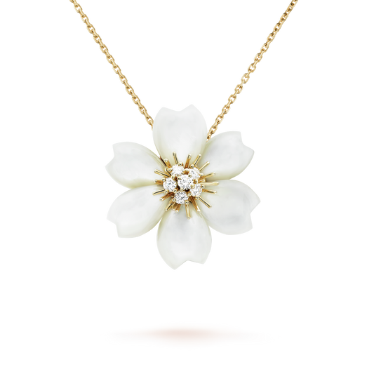 18K Rose De Noel Clip Pendant Necklace