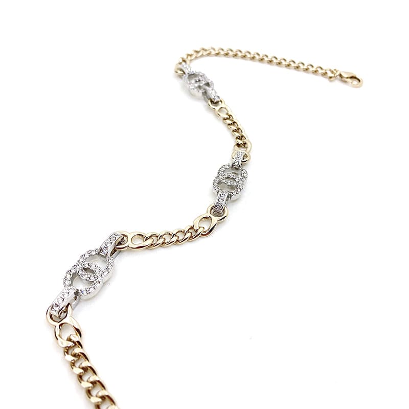 18K Crystal Chanel Chain Links Choker Necklace