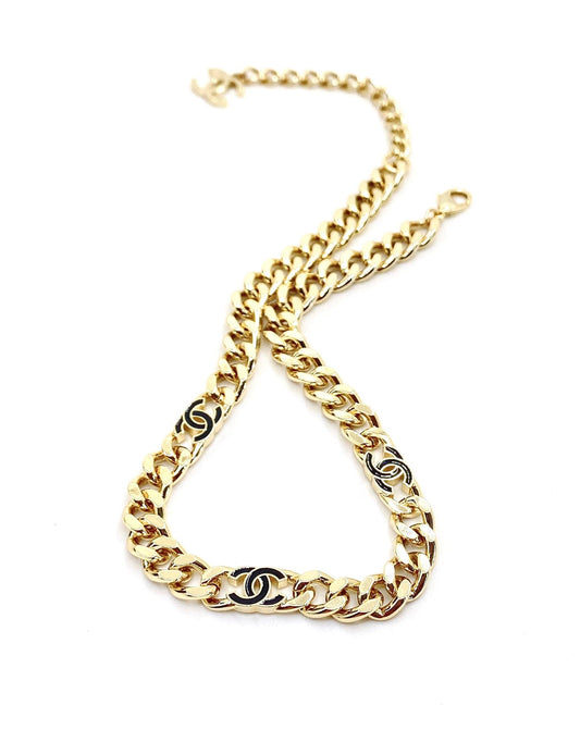 18K Black Chanel Chain Necklace