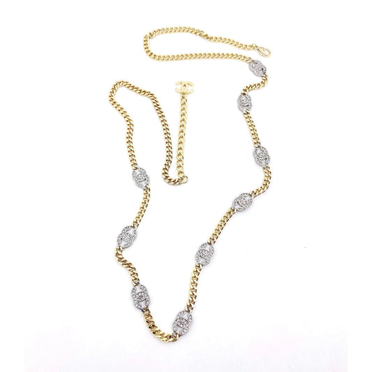 18K Crystal Chanel Chain Link Necklace