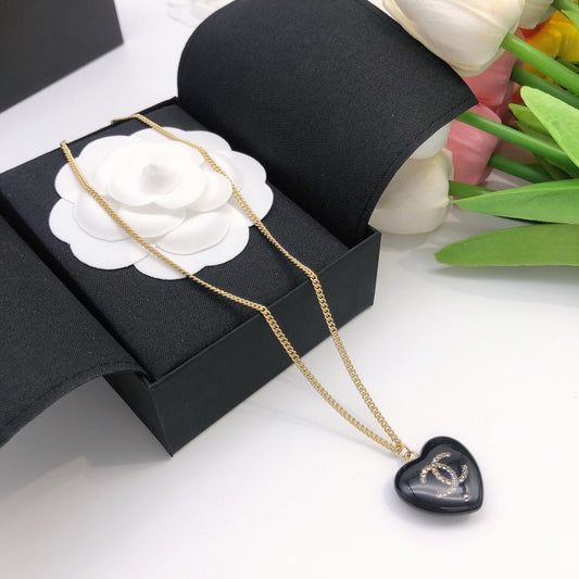 18K Chanel Black Heart Necklace