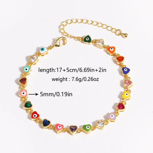 Lucky Protection Amulet Heart Evil Eye Colorful Gema Bracelet