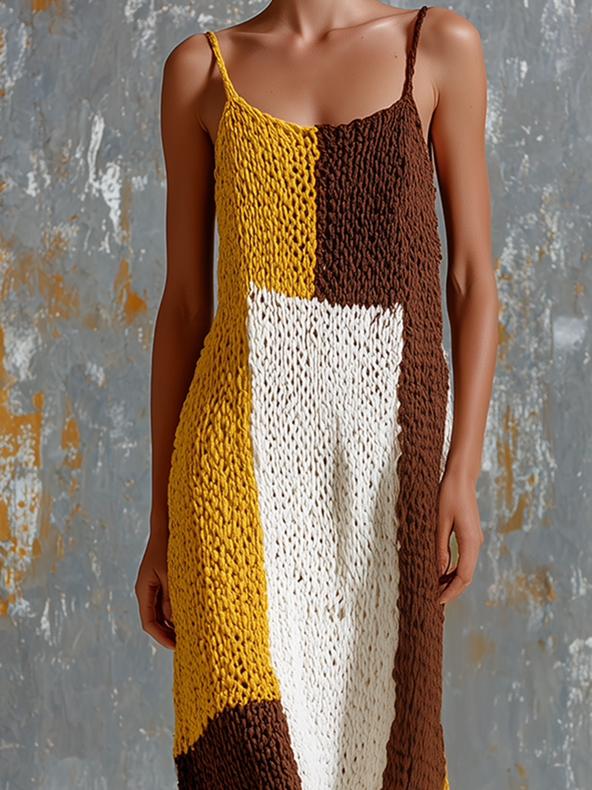 Beatrice | Vestito maxi colorblock con bretelle sottili