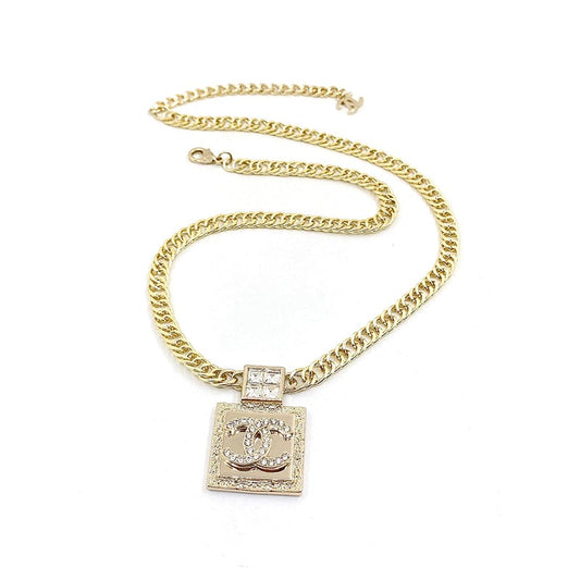 18K Chanel Metal & Diamond Pendant Necklace