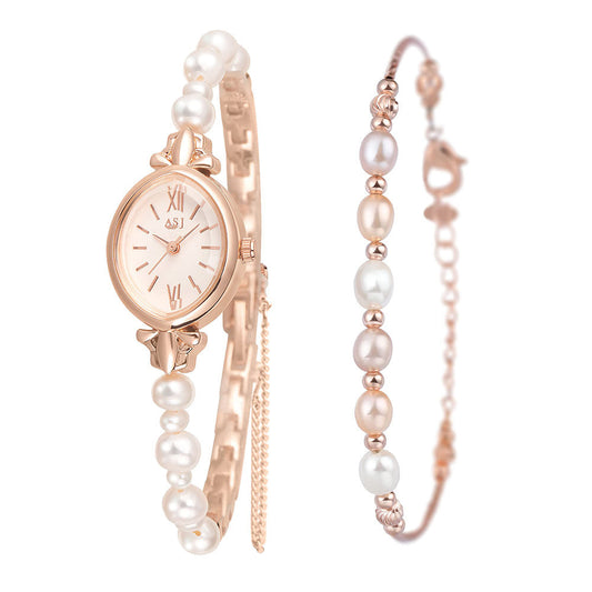 Pretty Pearl Quartz Bracelet Watch ¨C Rose Gold