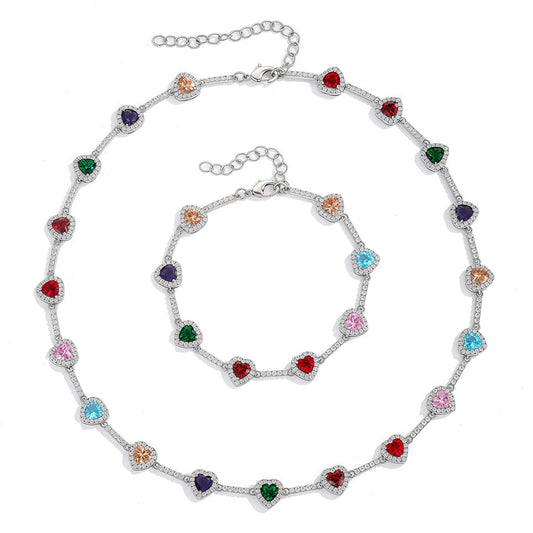 Colorful Heart Crystal Zirconia Necklace