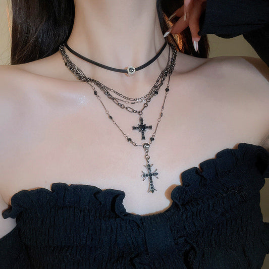 Layered Gothic Cross Necklace