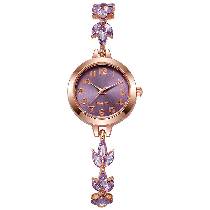 Elegant Sparkling Leaf Bracelet Watch