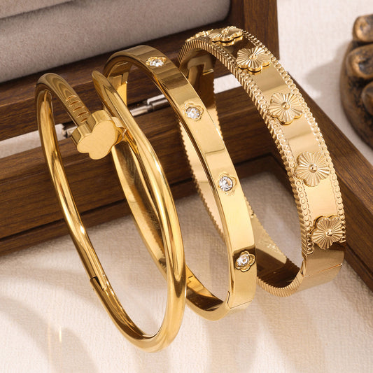 Waterproof & Tarnish-Free 3-Piece Stackable Bangle Set