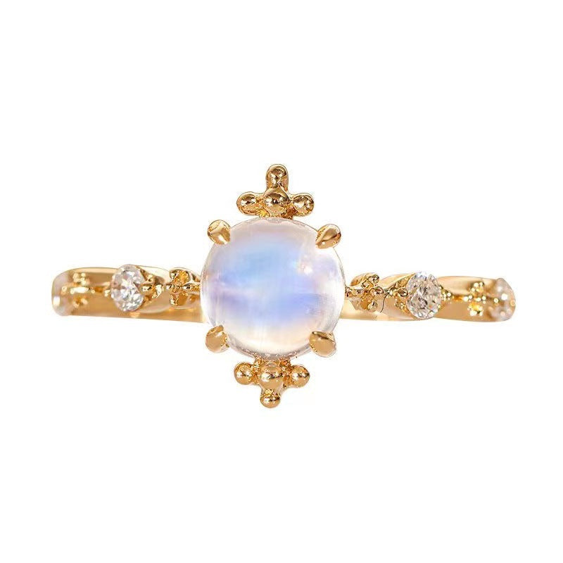 Gold-Plated Moonstone Open Ring
