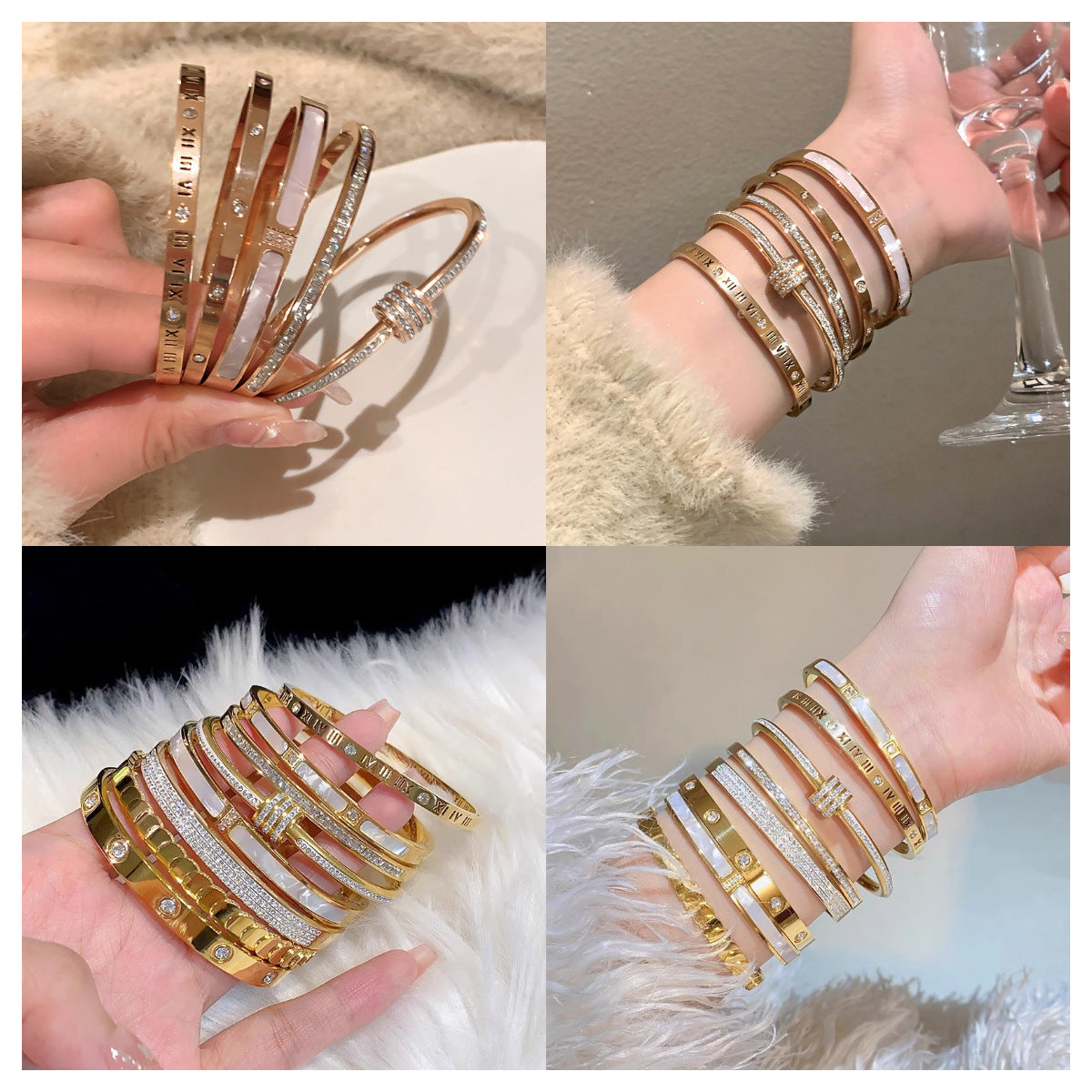 Waterproof & Tarnish-Free 5-Piece Stackable Bangle Set
