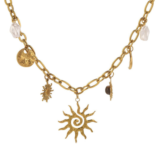 Gold Sun Charms Vacation Necklace