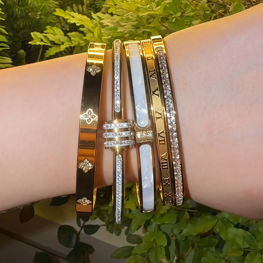 Waterproof & Tarnish-Free 5-Piece Stackable Bangle Set