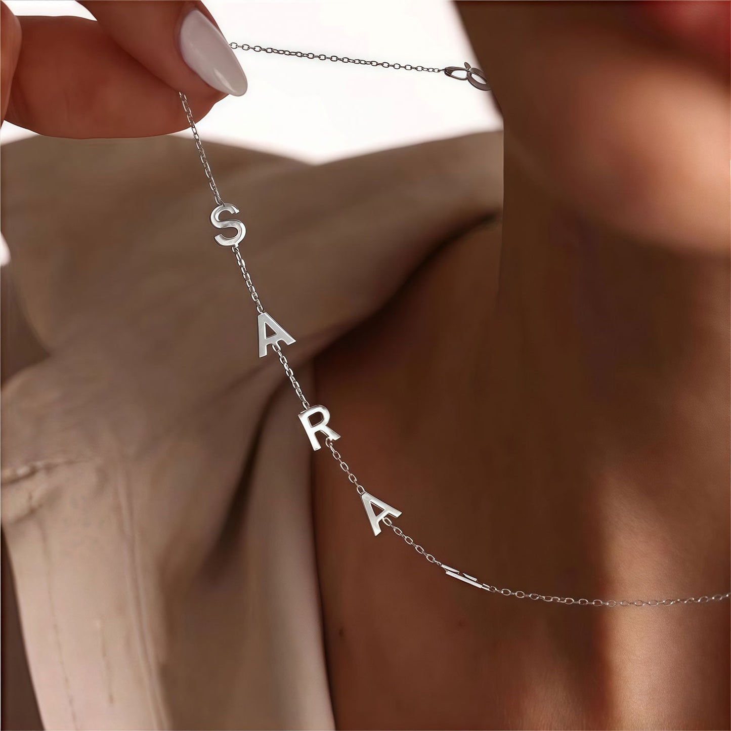 Personalized Side Name Letter Necklace