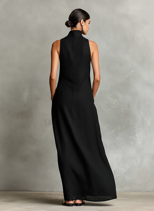 Caterina | Abito lungo nero minimalista