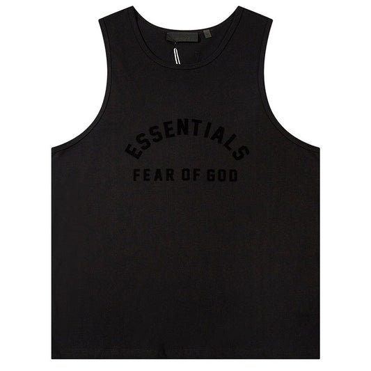 Fear Of God Flocked letter crew neck Sleeveless T-Shirts