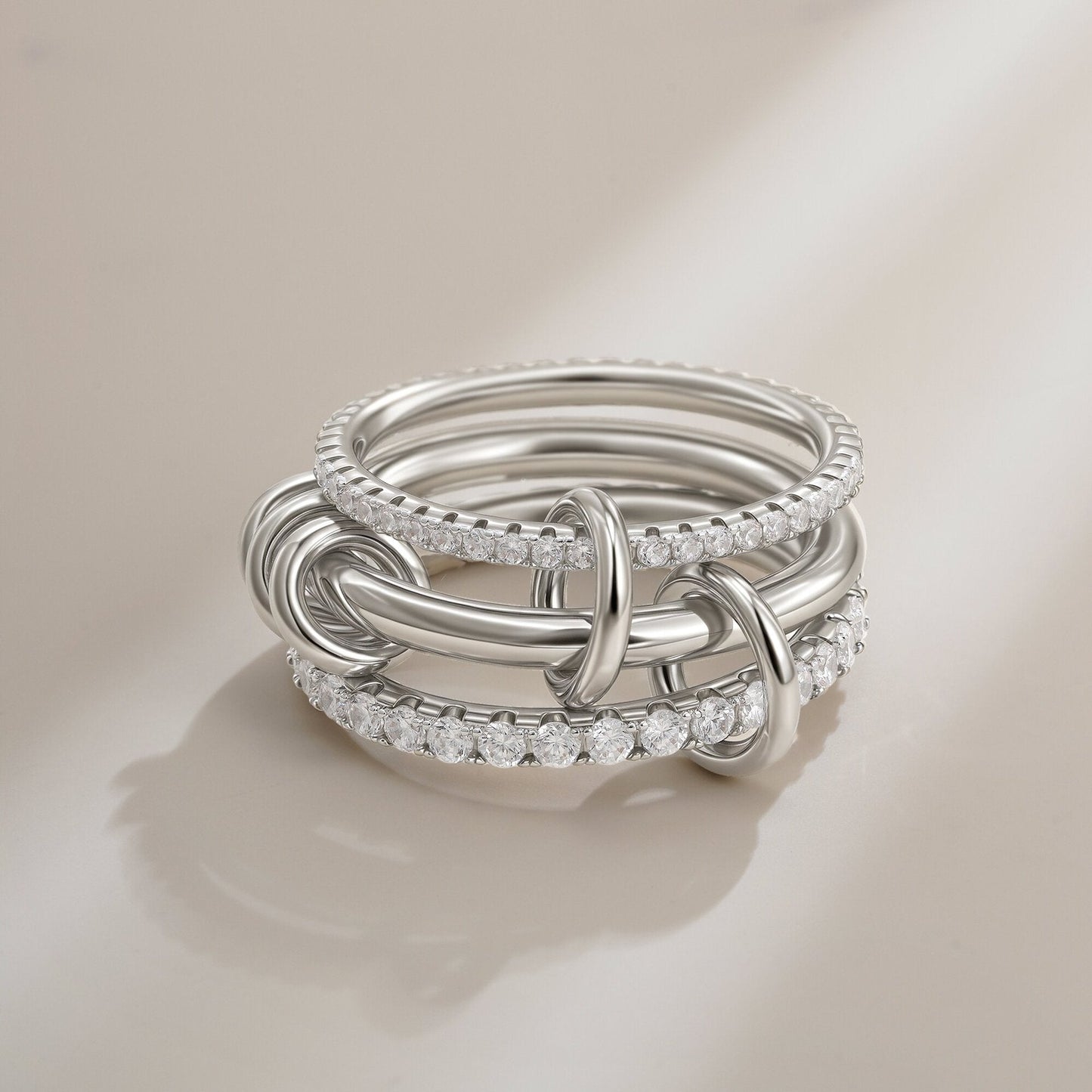 4-Layer Interlocking Zircon Stackable Ring