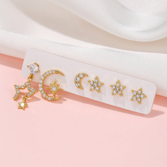 Stackable Star and Moon Earrings Set