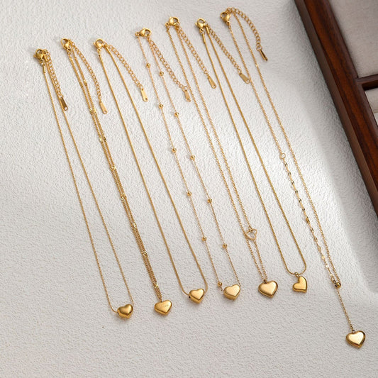 Minimalist Heart Pendant Choker Necklace