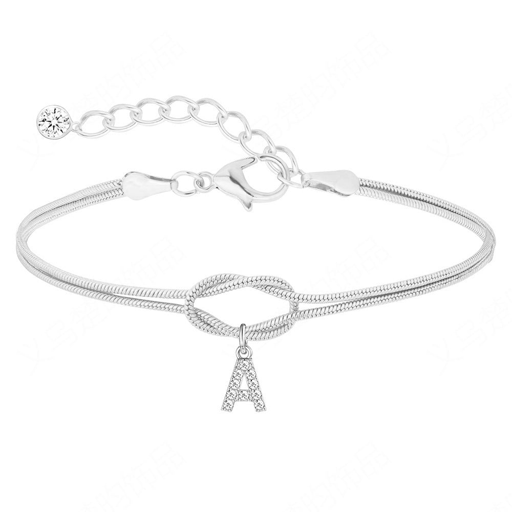 Minimalist Knot & Initial Bracelet