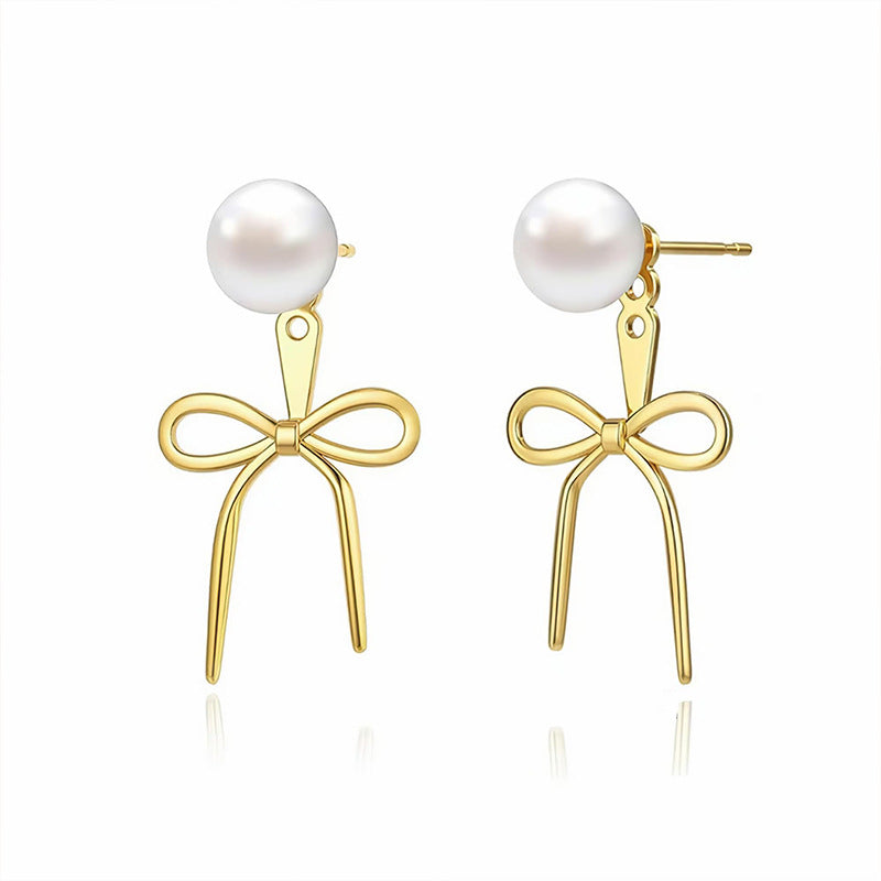 Simple Pearl & Bow Earrings