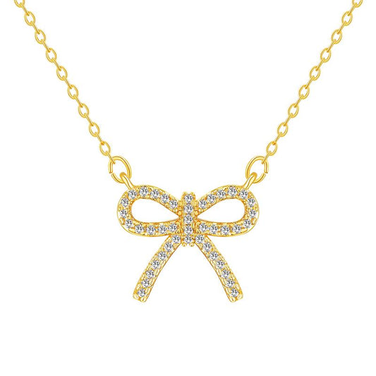 Sparkly Bow Pendant Necklace