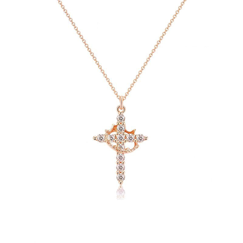 Cross & Crown Pendant Necklace