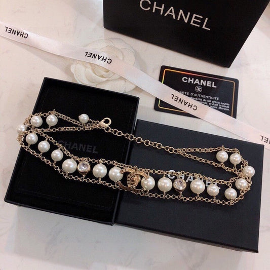 18K Chanel Pearl Choker Chain Necklace