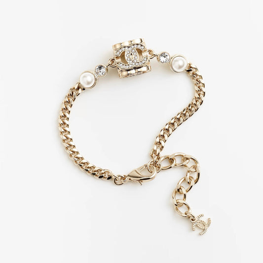 18K Chanel Square Pearl Chain Necklace