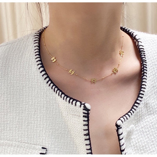 18K Chanel Small Logo Gold Necklace