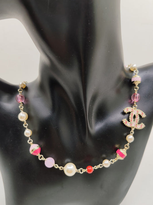 18K Chanel Pink & White Pearls Necklace