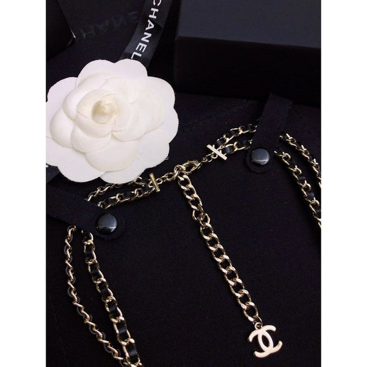 18K Chanel Long Leather Necklace