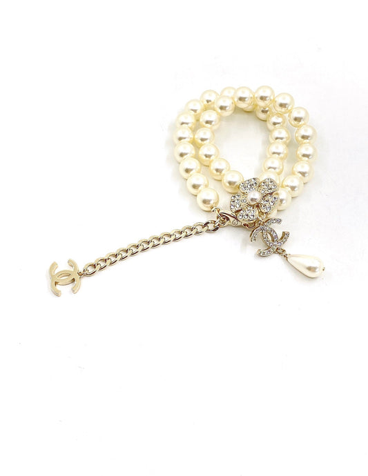 18K Chanel Pearls Chain Choker Necklace