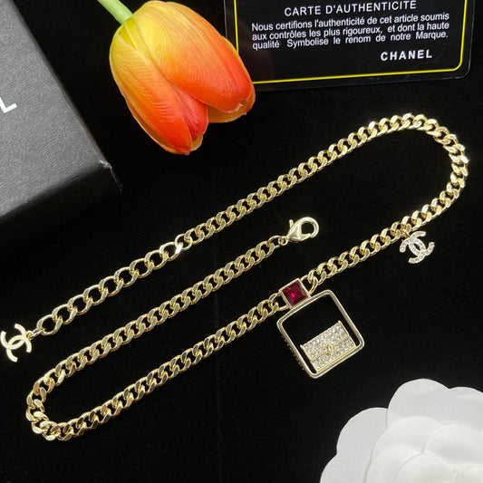 18K Chanel Bag Pendant Chain Necklace