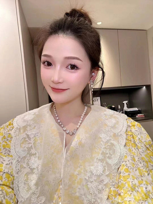 18K Chanel Pearls Crystals Necklace
