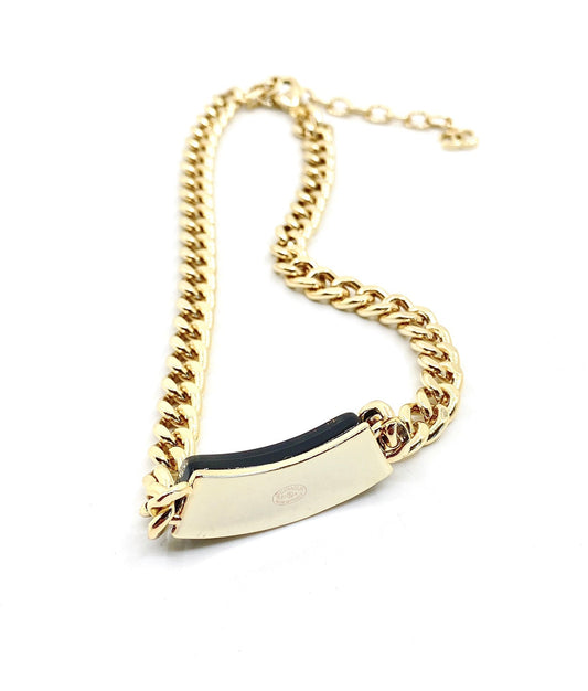 18K Chanel Black Logo Chain Necklace