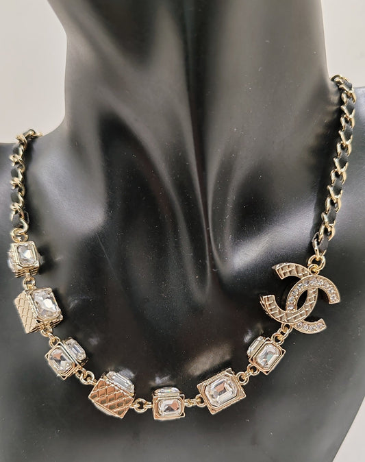 18K Chanel Square Crystal Choker Necklace
