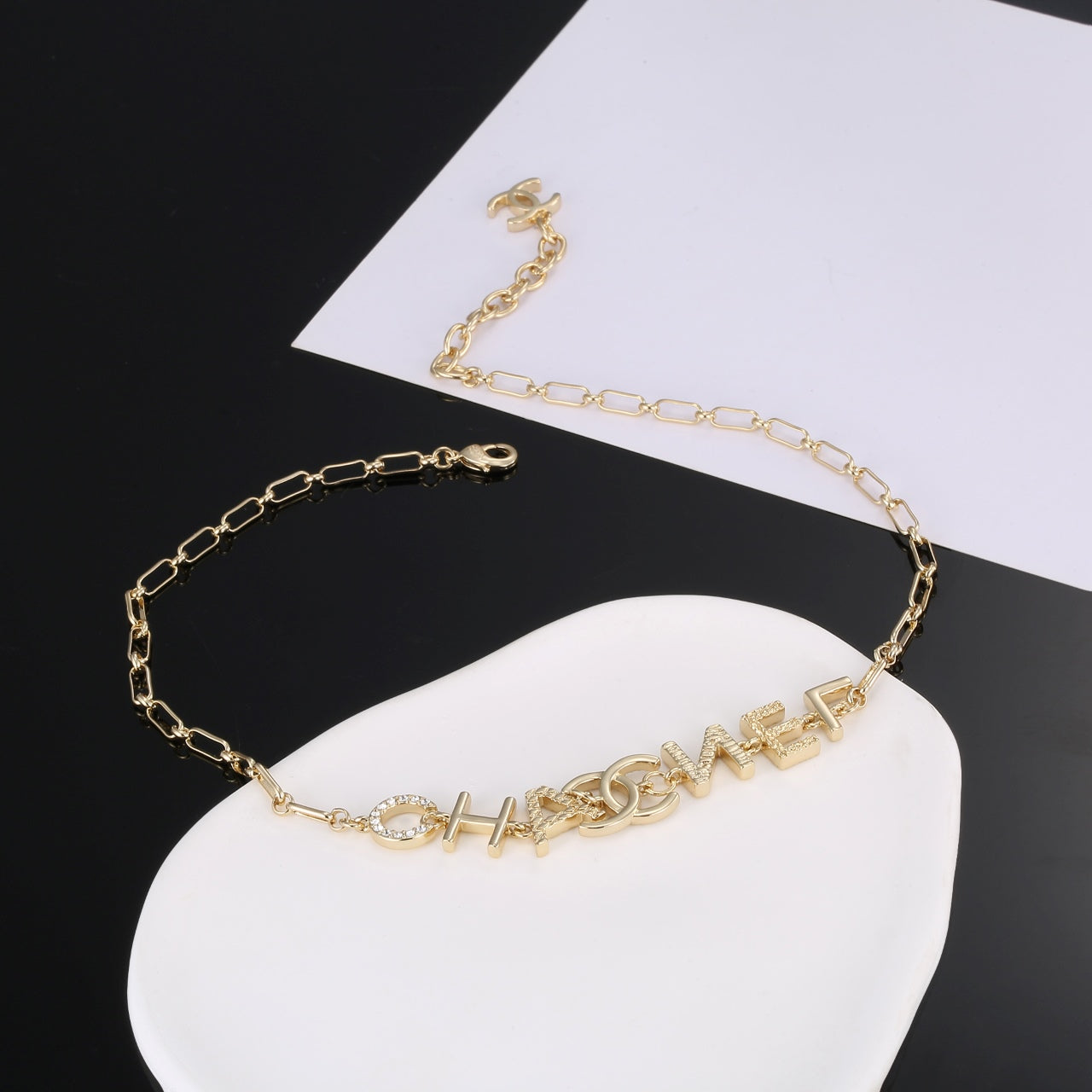 18K Chanel Script Chain Necklace