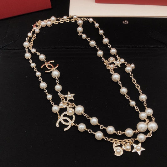 18K Chanel No.5 Star Long Pearl Necklace