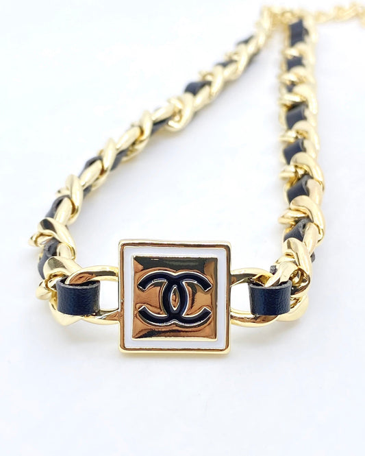 18K Chanel Leather Necklace
