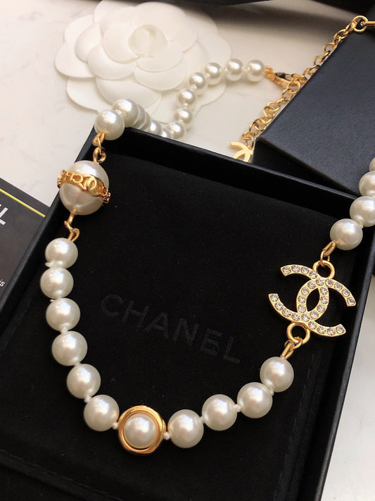 18K Chanel Pearl Chain Necklace