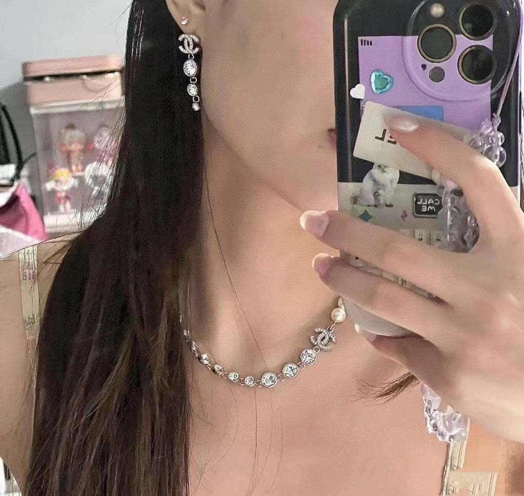 18K Chanel Pearls Crystals Necklace