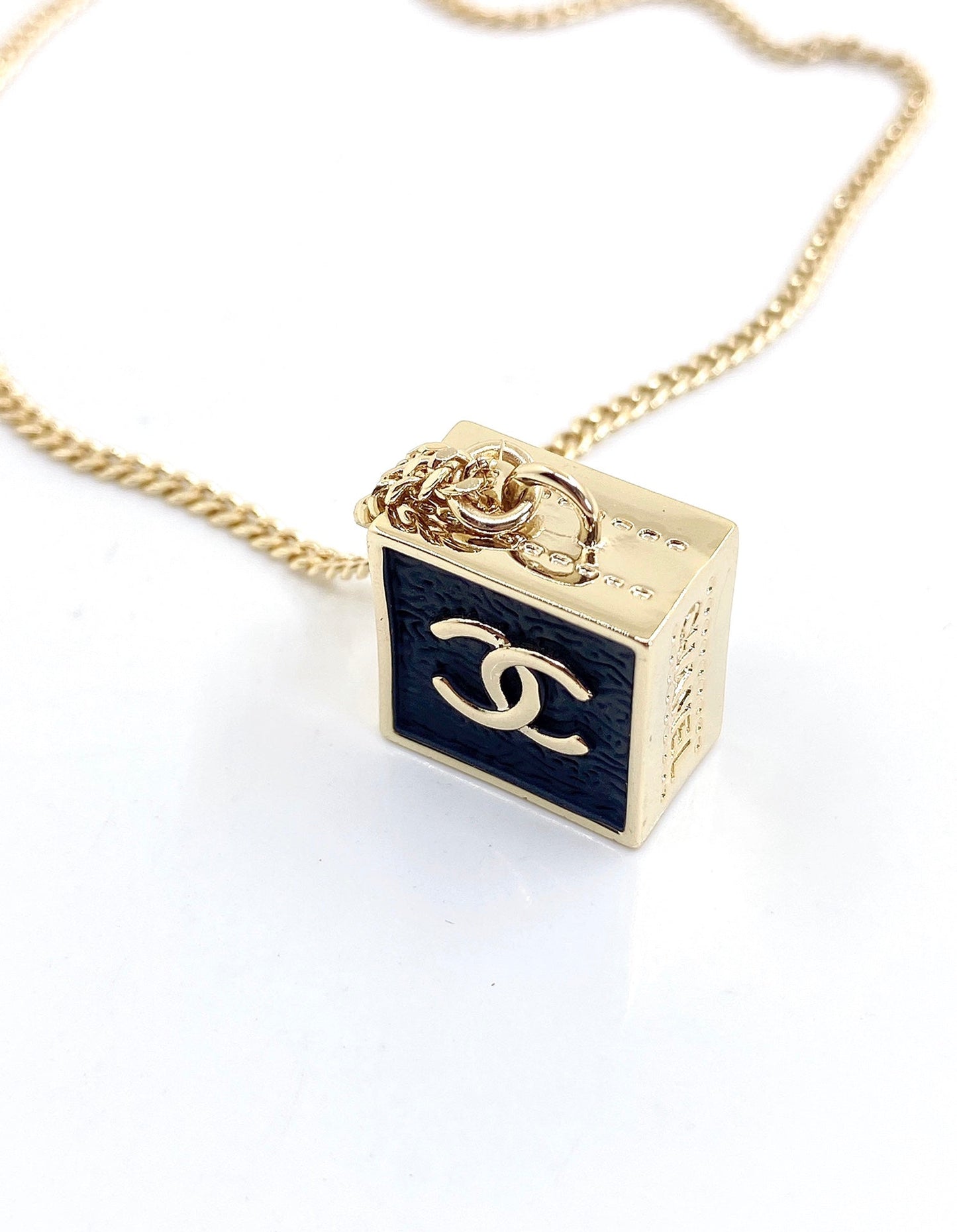 18K Chanel Square Pendant Necklace