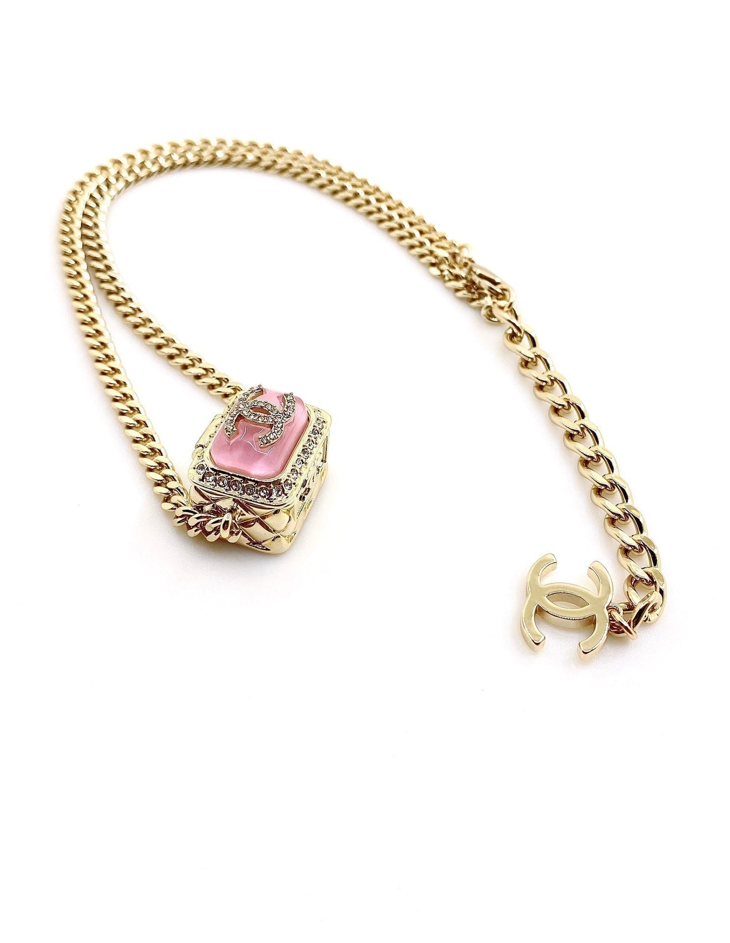 18K Chanel Pink Resin Chain Necklace