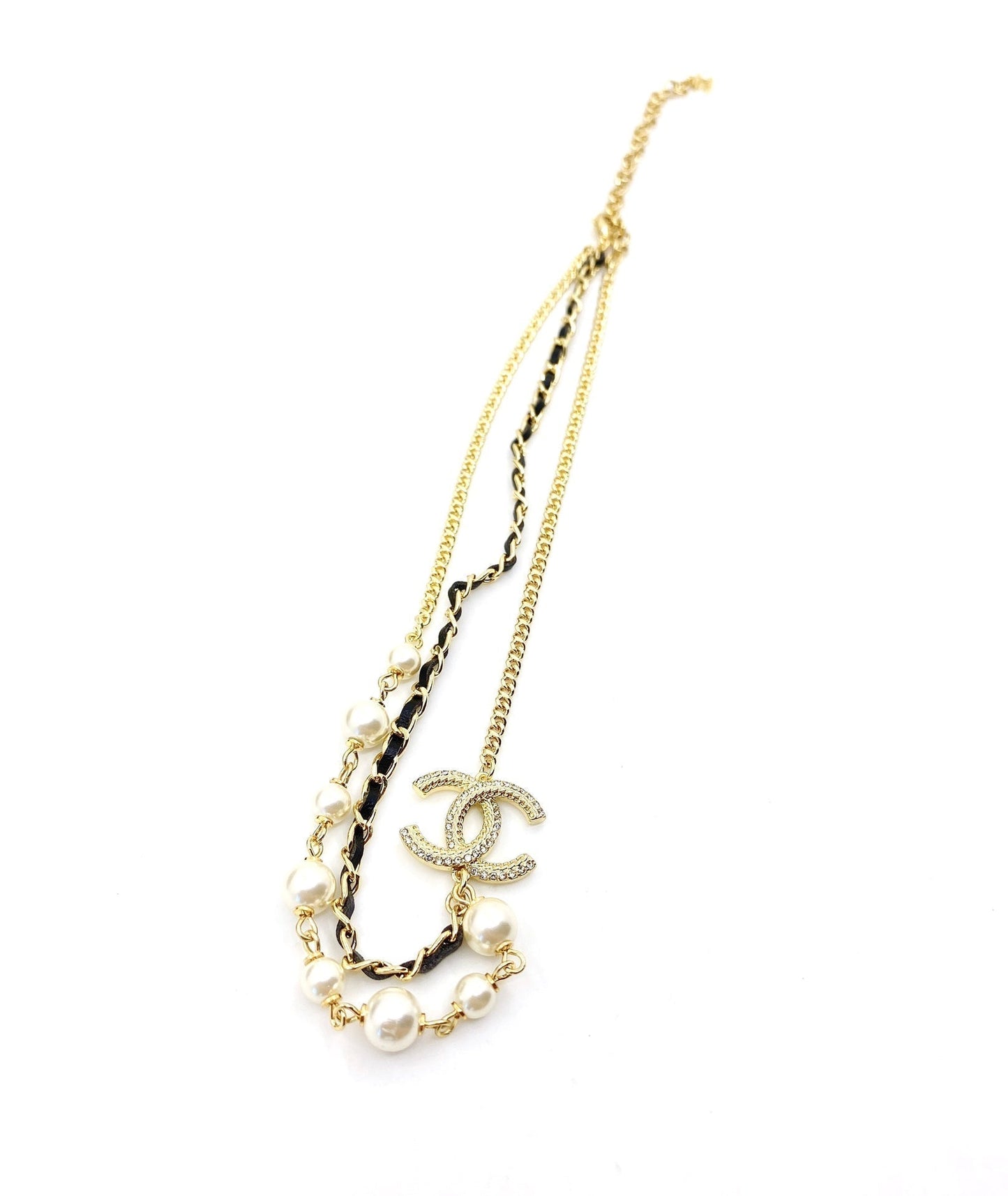 18K Chanel Pearls Strass Choker Necklace