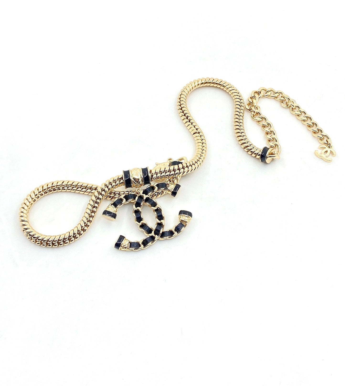 18K Chanel Leather Chain Necklace