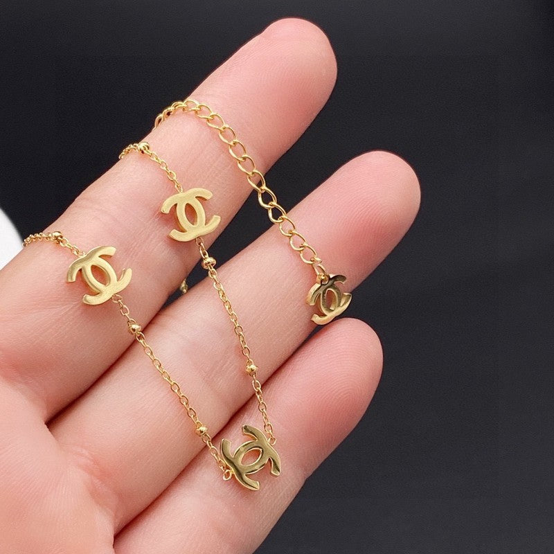 18K Chanel Small Logo Gold Necklace