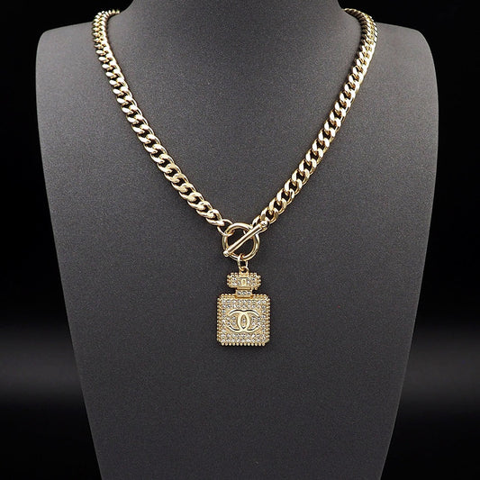 18K Chanel Diamond Perfume Bottle Pendant Necklace