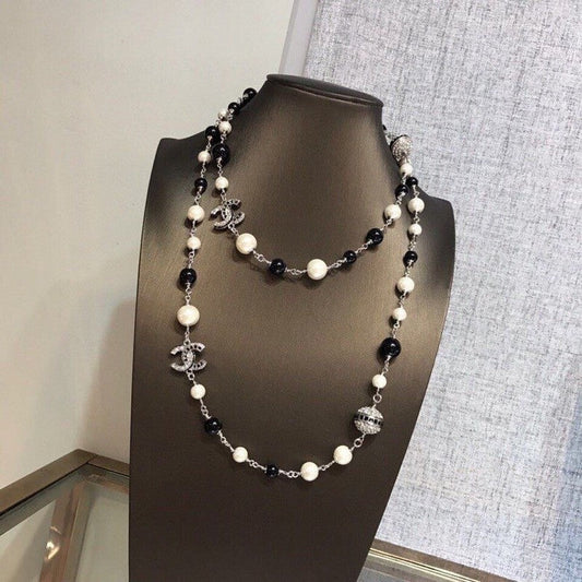 18K Chanel Long Black Pearl Necklace